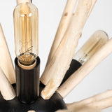Jules 25x25 Blonde Wood and Black Metal Six Bulb Chandelier Light from Mercana - Luna Furniture