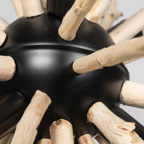 Jules 25x25 Blonde Wood and Black Metal Six Bulb Chandelier Light from Mercana - Luna Furniture