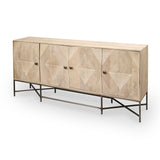 Hogarth III 72L x 15W x 34H Brown Solid Wood Frame Gold Metal Base 4 Cabinet Door Sideboard from Mercana - Luna Furniture