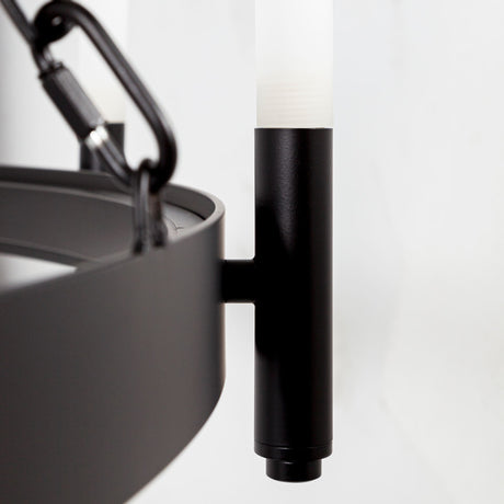 Decamp I (47.2"x36.2") Black Metal Chassis Glass Tube Twelve Light Chandelier from Mercana - Luna Furniture