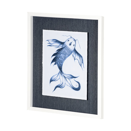 Koi Fish Blue I by Mercana Studio a Hand Embellished Textured Framed Art Print Matted under Glass from Mercana - Luna Furniture