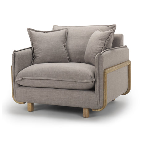 Roy II Flint Gray Upholstered and Brown Wood Frame Arm Chair from Mercana - Luna Furniture