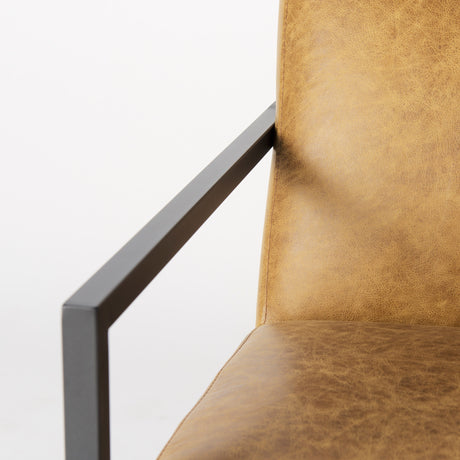 Armelle II Brown Leather Seat w/Gray Metal Frame Accent Chair from Mercana - Luna Furniture