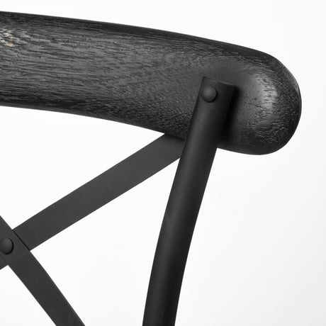 Etienne 26.25" Seat Height Black Wood Seat Black Metal Base Stool from Mercana - Luna Furniture