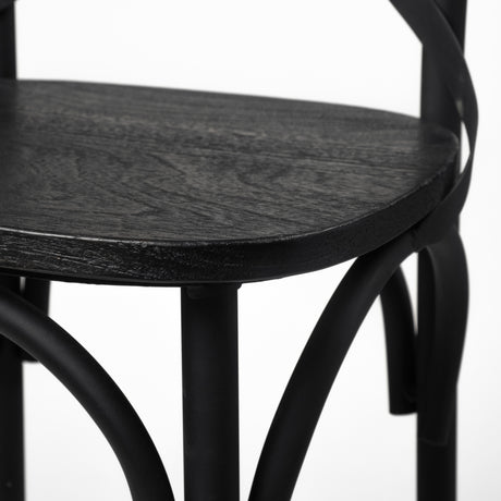 Etienne 26.25" Seat Height Black Wood Seat Black Metal Base Stool from Mercana - Luna Furniture