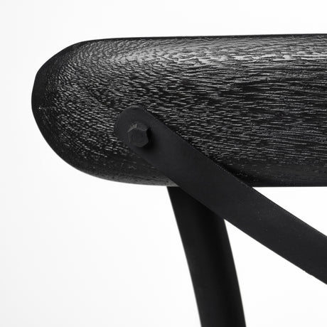 Etienne 26.25" Seat Height Black Wood Seat Black Metal Base Stool from Mercana - Luna Furniture