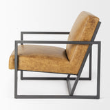 Armelle II Brown Leather Seat w/Gray Metal Frame Accent Chair from Mercana - Luna Furniture