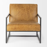 Armelle II Brown Leather Seat w/Gray Metal Frame Accent Chair from Mercana - Luna Furniture