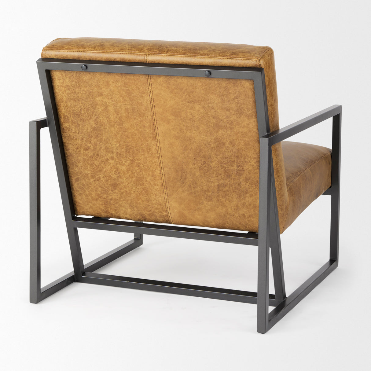 Armelle II Brown Leather Seat w/Gray Metal Frame Accent Chair from Mercana - Luna Furniture
