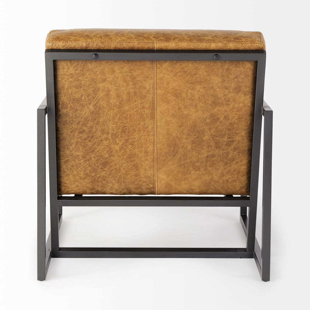 Armelle II Brown Leather Seat w/Gray Metal Frame Accent Chair from Mercana - Luna Furniture