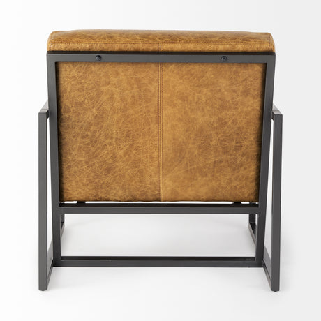 Armelle II Brown Leather Seat w/Gray Metal Frame Accent Chair from Mercana - Luna Furniture