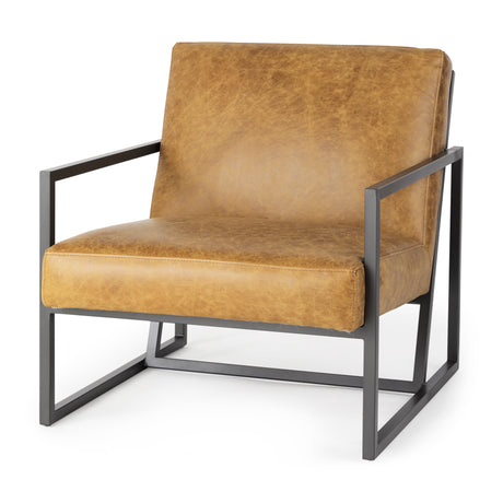 Armelle II Brown Leather Seat w/Gray Metal Frame Accent Chair from Mercana - Luna Furniture
