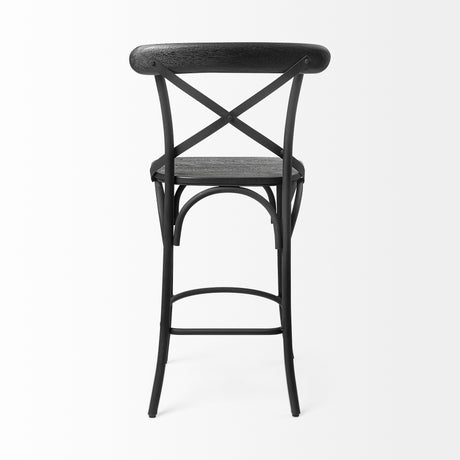 Etienne 26.25" Seat Height Black Wood Seat Black Metal Base Stool from Mercana - Luna Furniture