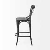 Etienne 26.25" Seat Height Black Wood Seat Black Metal Base Stool from Mercana - Luna Furniture