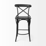 Etienne 26.25" Seat Height Black Wood Seat Black Metal Base Stool from Mercana - Luna Furniture