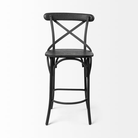 Etienne 26.25" Seat Height Black Wood Seat Black Metal Base Stool from Mercana - Luna Furniture