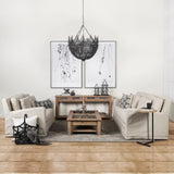 Liam I 32x30 Black Wooden Bead Bowl-Style Four Bulb Chandelier from Mercana - Luna Furniture