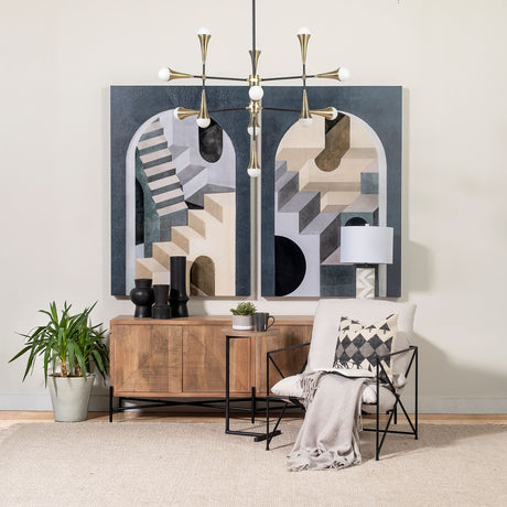 Ballatine 15L x 15W x 27H Brown Wood Round Top w/ Black Metal Base Accent Table from Mercana - Luna Furniture