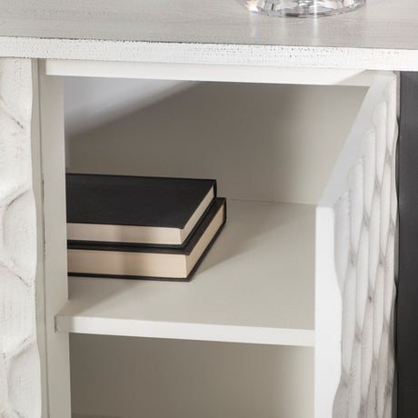 Savannah White Fir Veneer & Gray Metal 3-Door Accent Cabinet from Mercana - Luna Furniture