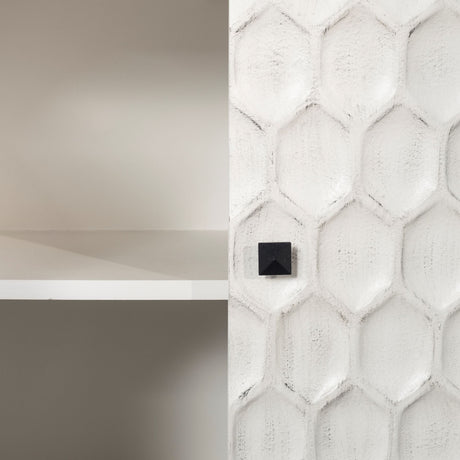 Savannah White Fir Veneer & Gray Metal 3-Door Accent Cabinet from Mercana - Luna Furniture