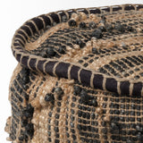 Riley Tan Jute Popcorn Stich Cylindrical Pouf from Mercana - Luna Furniture