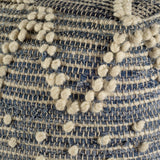 Rofi Blue Denim and Cream Cotton Stitched Square Pouf from Mercana - Luna Furniture