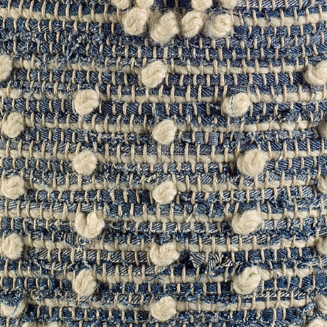 Rofi Blue Denim and Cream Cotton Stitched Square Pouf from Mercana - Luna Furniture