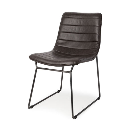 Thornton I Dark Brown Faux-Leather Seat Black Iron Frame Dining Chair, Set of 2 from Mercana - Luna Furniture