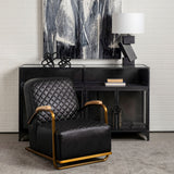 Horace I Black Leather Diamond Pattern w/Gold Iron Frame Accent Chair from Mercana - Luna Furniture