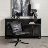 Colarado Black Leather Cushions w/ Black Metal Frame Sling-Style Accent Chair from Mercana - Luna Furniture