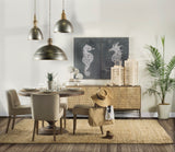 Swordfish 72L x 19W x 30.25H Two-Tone Brown Wood Cabinet Silver Metal Base 4 Cabinet Door Sideboard from Mercana - Luna Furniture