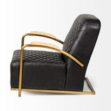 Horace I Black Leather Diamond Pattern w/Gold Iron Frame Accent Chair from Mercana - Luna Furniture