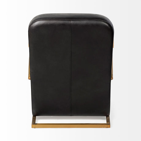 Horace I Black Leather Diamond Pattern w/Gold Iron Frame Accent Chair from Mercana - Luna Furniture