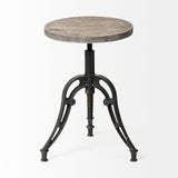 Emslie I 19"-25" Brown Wood Seat Black Metal Frame Stool from Mercana - Luna Furniture