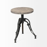 Emslie I 19"-25" Brown Wood Seat Black Metal Frame Stool from Mercana - Luna Furniture