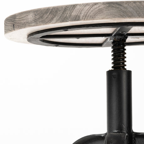 Emslie I 19"-25" Brown Wood Seat Black Metal Frame Stool from Mercana - Luna Furniture