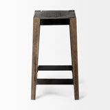 Nell 26" Seat Height Black Metal Seat & Foot Rest With Brown Wood Legs Stool from Mercana - Luna Furniture