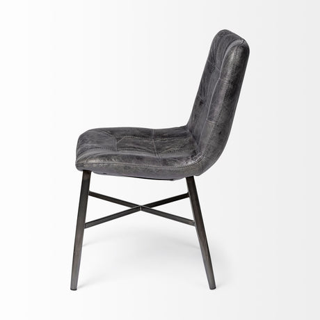 Horsdal Black Genuine Leather Seat w/ Black Metal Frame Dining Chair from Mercana - Luna Furniture