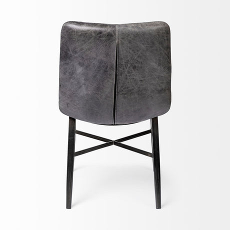 Horsdal Black Genuine Leather Seat w/ Black Metal Frame Dining Chair from Mercana - Luna Furniture