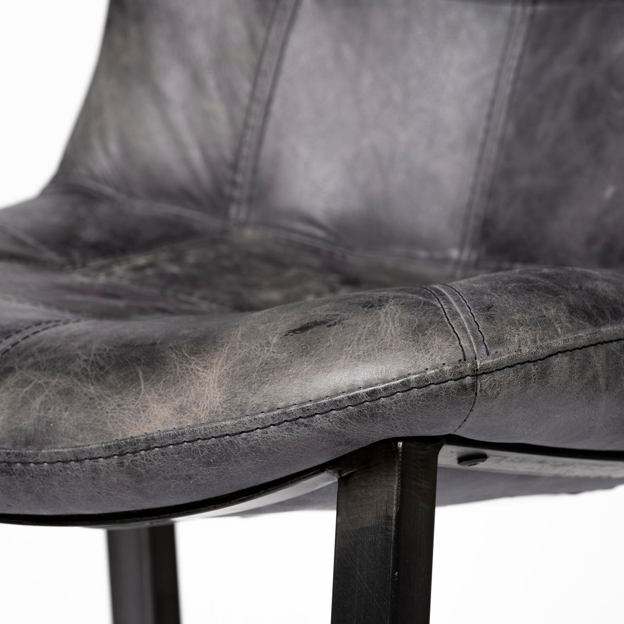 Horsdal Black Genuine Leather Seat w/ Black Metal Frame Dining Chair from Mercana - Luna Furniture