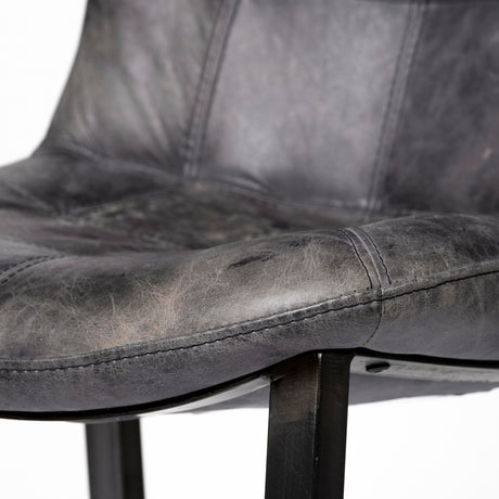 Horsdal Black Genuine Leather Seat w/ Black Metal Frame Dining Chair from Mercana - Luna Furniture