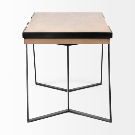 Steinbeck 61L x 28.75W x 30H Light Brown Wooden Iron Frame Office Desk from Mercana - Luna Furniture