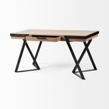 Steinbeck 61L x 28.75W x 30H Light Brown Wooden Iron Frame Office Desk from Mercana - Luna Furniture
