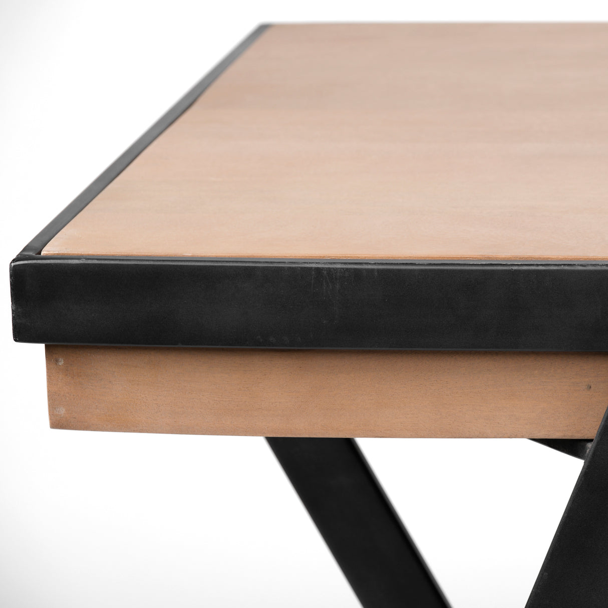 Steinbeck 61L x 28.75W x 30H Light Brown Wooden Iron Frame Office Desk from Mercana - Luna Furniture