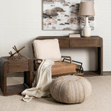 Harman II Cream Fabric and Brown Leather Seat Accent Chair from Mercana - Luna Furniture