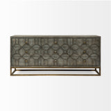Genevieve II 70x15.8 Gray Fir Veneer W/Gold Metal Frame Base 9 Drawer Sideboard from Mercana - Luna Furniture