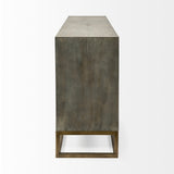 Genevieve II 70x15.8 Gray Fir Veneer W/Gold Metal Frame Base 9 Drawer Sideboard from Mercana - Luna Furniture
