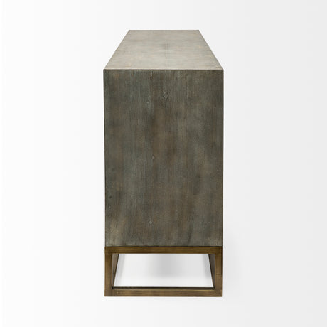 Genevieve II 70x15.8 Gray Fir Veneer W/Gold Metal Frame Base 9 Drawer Sideboard from Mercana - Luna Furniture