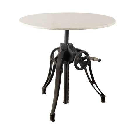 Emslie III 30" Round White Marble Top Black Metal Base Dining Table from Mercana - Luna Furniture