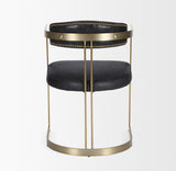Hollyfield II Black Leather Seat Gold Iron Frame Dining Chair from Mercana - Luna Furniture